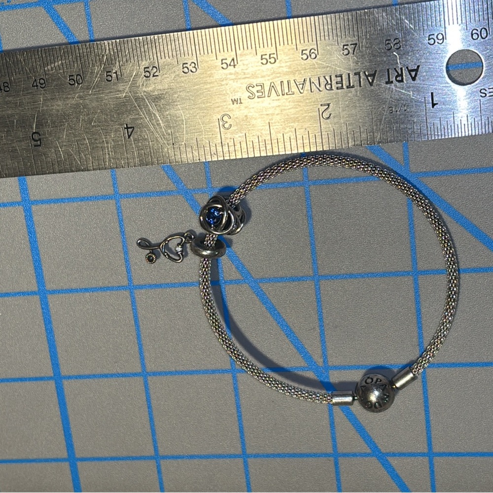 Pandora Sterling Silver Bracelet & 2 Pandora Sterling Silver Charms View 5